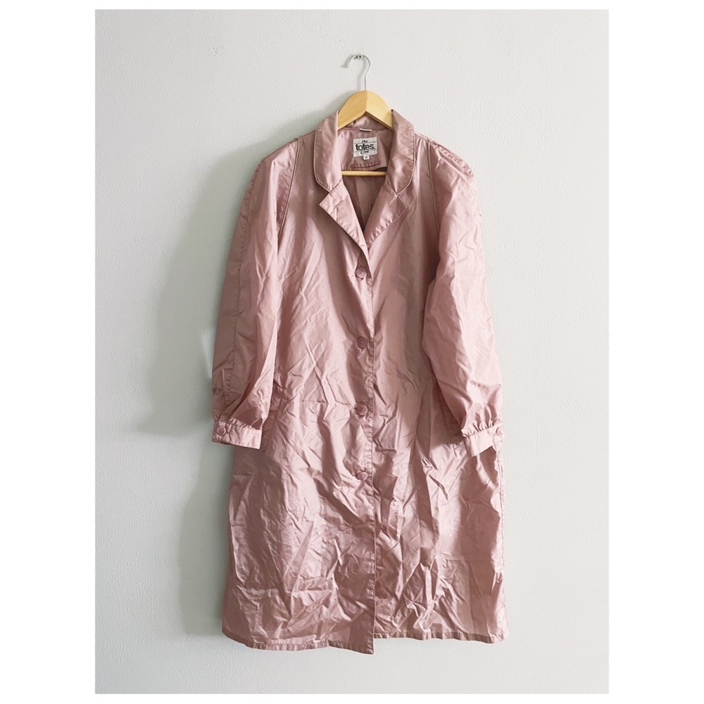 Retro 1990s-2000s Mauve Sheen Light Trench Coat